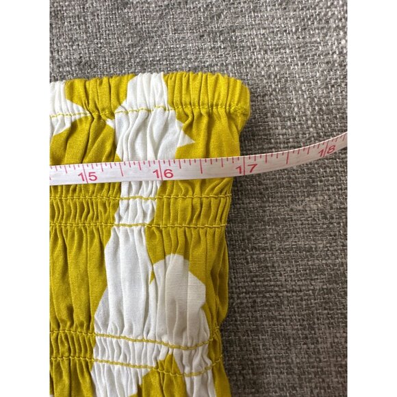 A New Day Womens Yellow & White Smocked Crop Top XL Adjustable Straps Cruise - Picture 6 of 7